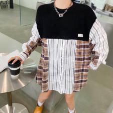 【现货】春季休闲拼接衬衣，女装，玲珑秀