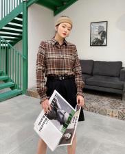 2021春季格子衬衫十2021春季五分裤，现货，女装衬衫，依涵
