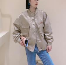现货，春季棒球外套，女装，咖啡色