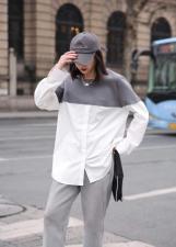 春款衬衫卫衣拼接上衣，女装衬衫，魅力可诗