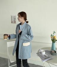 香丽迪风衣女中长款2021春装宽松圆领休闲收腰小个子气质外套，女装风衣，香丽迪