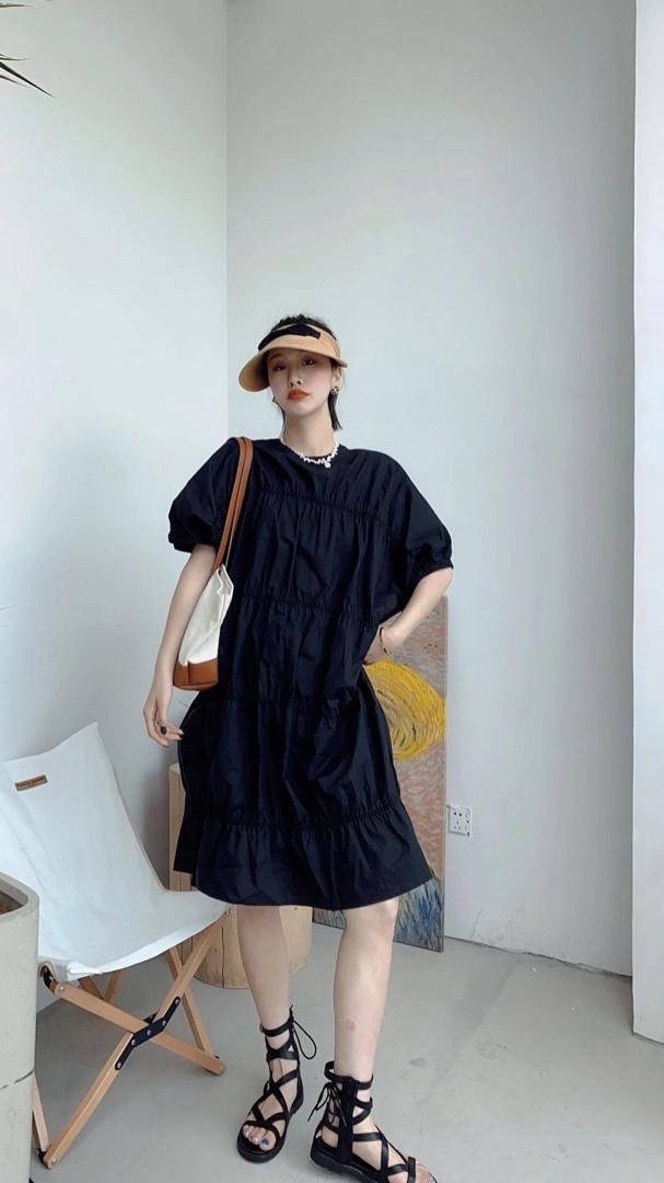 现货，打皱连衣裙，女装连衣裙，一品道