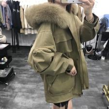 ZHG8111欧货大口袋真狐狸毛领可拆卸獭兔内胆保暖皮草派克，女装皮草，L·H·X