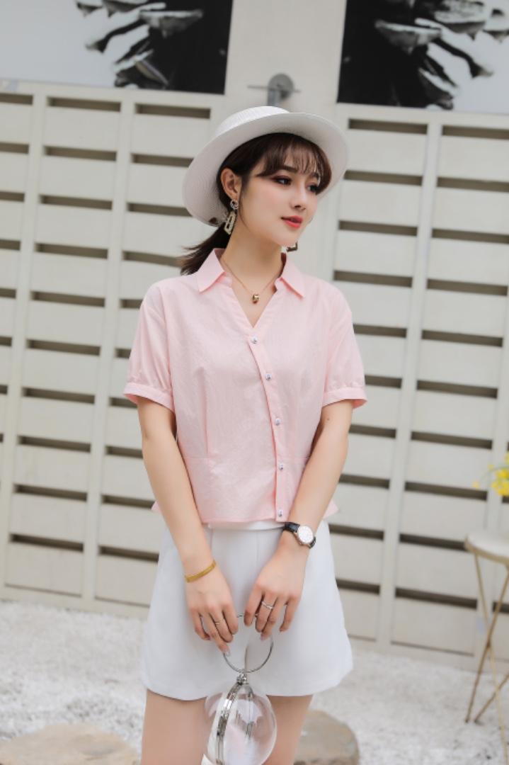 斜扣新面料衬衫，女装衬衫，林依芭莎