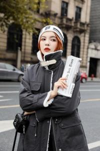 2021冬款新款大颗粒绒欧版立领两穿设计长款派克服,女装,红雀纺