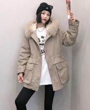 DG833欧货真狐狸毛领内胆仿獭兔毛时尚保暖派克服，女装，L·H·X