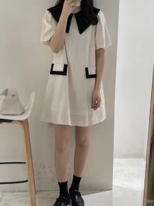 大翻领刺绣连衣裙,女装连衣裙,莎纯希