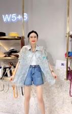 DG896欧洲站夏季新款2021宽松时尚减龄长袖碎花女溥款衬，女装，L·H·X