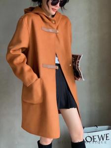 SLQ071洋气连帽双皮扣百分百全羊毛大衣,女装,L·H·X