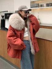 ZHG8116白耗大毛领狐毛门襟加獭兔内胆皮草派克服，女装皮草，L·H·X