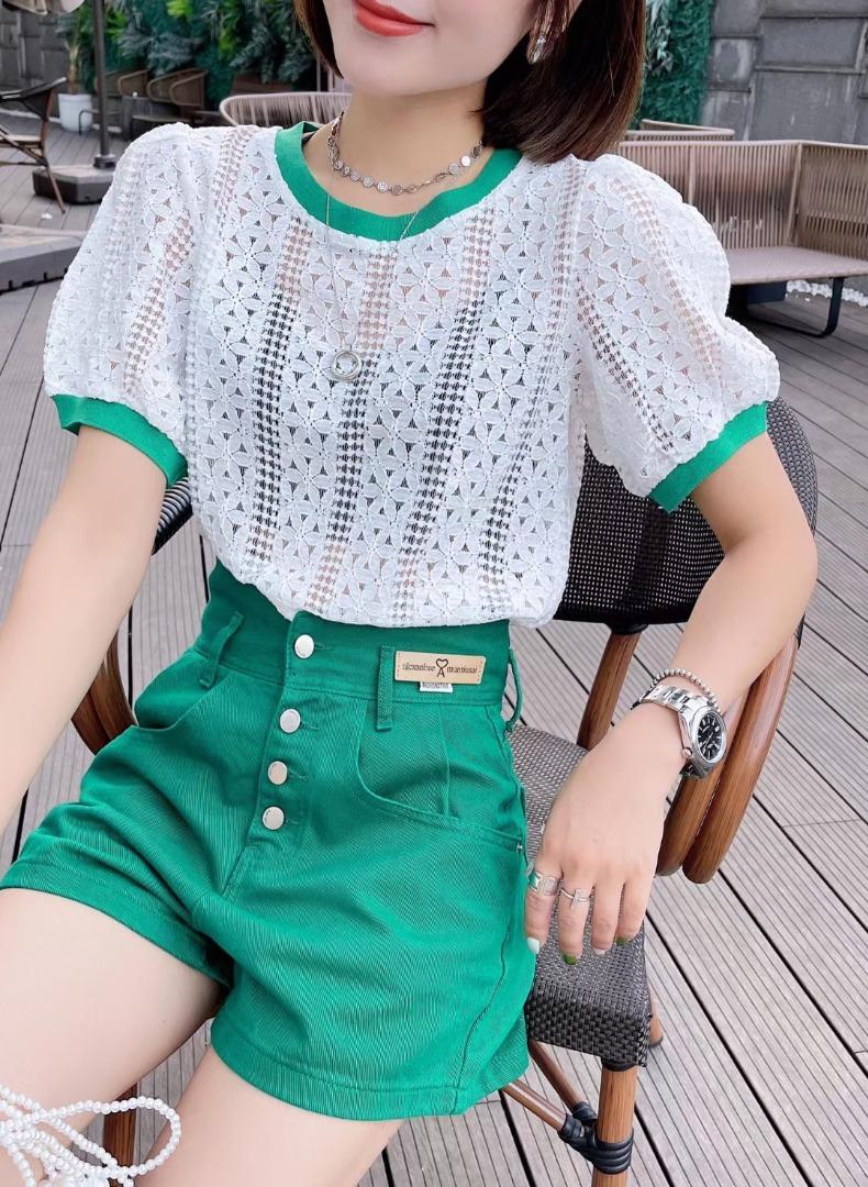 夏款新款蕾丝短袖，女装，谷斯