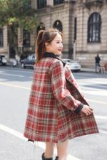 格子绒加棉大衣，女装，米娜·丹怡