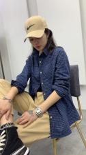 现货麻棉小细格衬衫，女装衬衫，依鼎衣典
