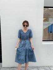 夏季新款拼蕾丝牛仔仙仙连衣裙，女装连衣裙，肆尔
