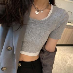 87325假两件短t,女装,XTZ style