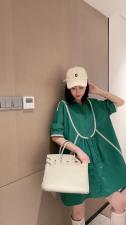 W890欧洲站2021夏季新款时尚袖拼边休闲衬衫连衣裙，女装衬衫，L·H·X