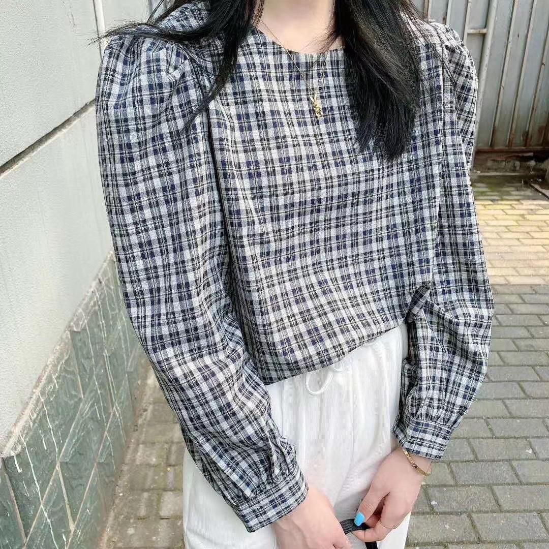 春款格子小衫，女装，魅力可诗