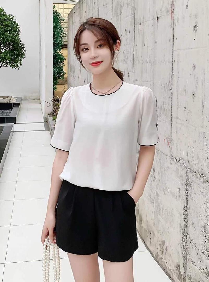 夏季新款百搭纯色短袖，女装，田间晨露