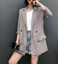 AX8105时尚休闲四粒扣小细格洋气西装外套，女装西装，L·H·X