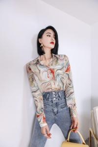 梵高色彩印花衬衣,女装,哥卓