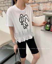 印图休闲针织上衣，女装，沐·沐