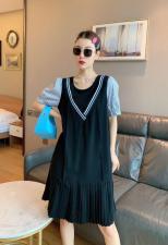 夏季拼接连衣裙，女装连衣裙，斐媞梦