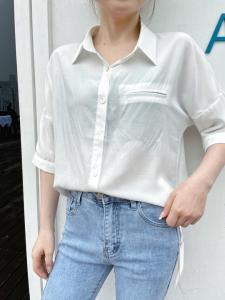 2021夏季新款天丝衬衫,女装衬衫,朗蔻
