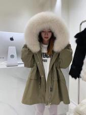 ZHG8112狐狸大毛领獭兔内胆背后拉链皮草派克服，女装皮草，L·H·X