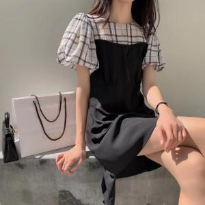 泡泡袖连衣裙，女装连衣裙，深度