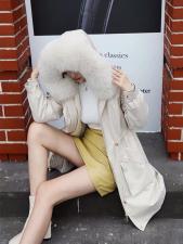 ZHG8131真狐狸毛领内胆可拆卸獭兔毛保暖派克服，女装，L·H·X