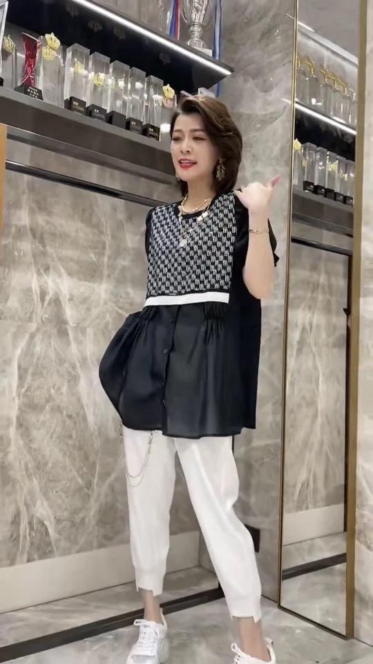 夏季拼接小衫，女装，斐媞梦