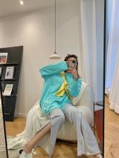 纯色破洞设计棉T，女装，HEY.KK