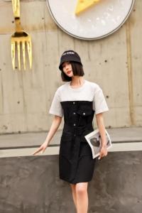 休闲收腰连衣裙夏季,女装连衣裙,登石木子
