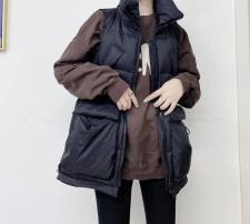 DG830欧货大口袋立领拉链百分百羽绒马甲，女装马夹，L·H·X