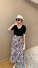 【现货】夏季新款显瘦V领两件套碎花裙，女装，东洋天堂之花