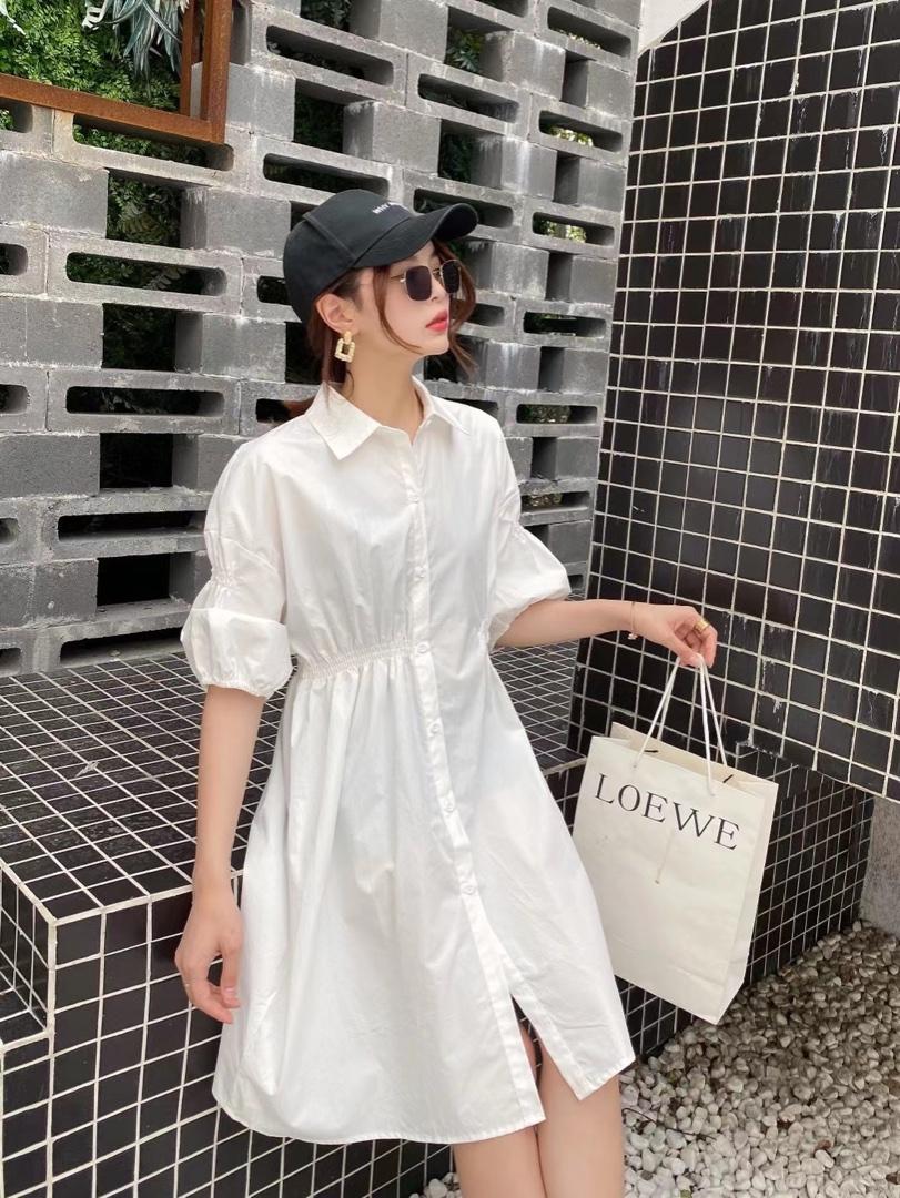 ［爱美欧］夏季新款收腰版衬衫连衣裙，女装衬衫，爱美欧