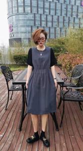 夏季新品假两件连衣裙,女装连衣裙,芷箐伊苑