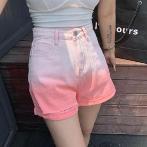 现货，韩版渐变牛仔短粗，女装，DTU(6F)