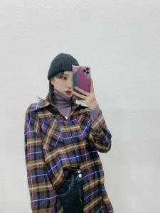 春款格子衬衫经典白搭不挑人,女装衬衫,金翕服饰
