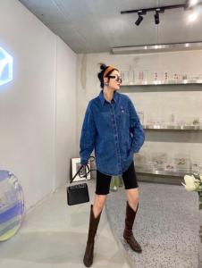 现货，2021春款牛仔刺绣衬衫,女装衬衫,坚持到底