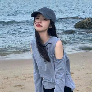 双露肩洋气百搭T，女装，珞浠