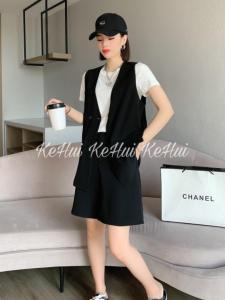 【现货】夏季新款 休闲风马甲短裤三件套,女装马夹,珂 慧