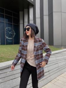 复古格子西装,女装西装,冰雪兒