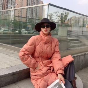 气质款长款系腰带羽绒服.SML,女装羽绒服,尚映