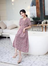 夏季新款韩版雪纺碎花连衣裙，女装连衣裙，裳之恋语