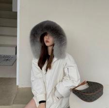 zHG8115欧货袖子打皱可拆卸大狐狸毛领内胆獭兔毛派克，女装，L·H·X