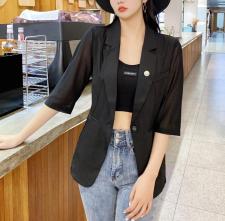 现货夏季纱拼接防晒西服，女装，韩衫衣社