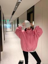 网红立领抽绳带?标拉链羊羔毛颗粒卫衣，女装卫衣/绒衫，L·H·X