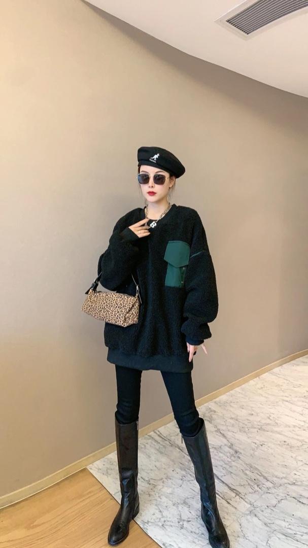 现货〈羊羔毛拼接)，女装，雪蘭桐