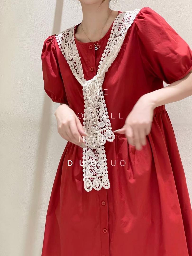 夏季新款两件套蕾丝披肩连衣裙，女装连衣裙，虹朵朵